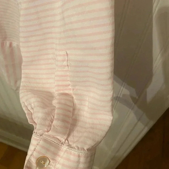 J. Jill pink and white button up casual blouse - Picture 4 of 7